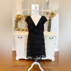 Tadashi Black Ruffle Embellished Dress Size 16